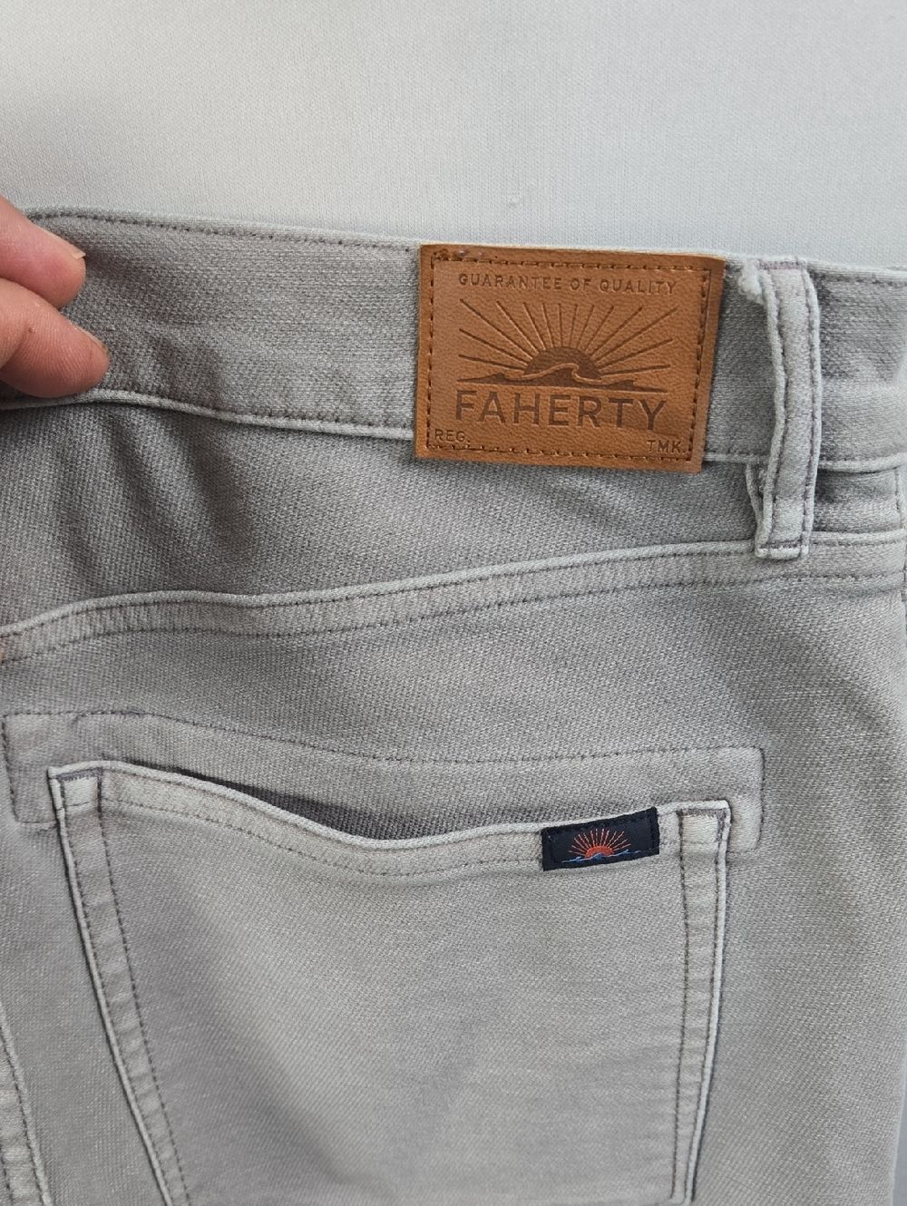 Faherty Brand 5-Pocket Slim Straight Pants Gray Mens 31x30 Casual Trousers - Picture 6 of 9